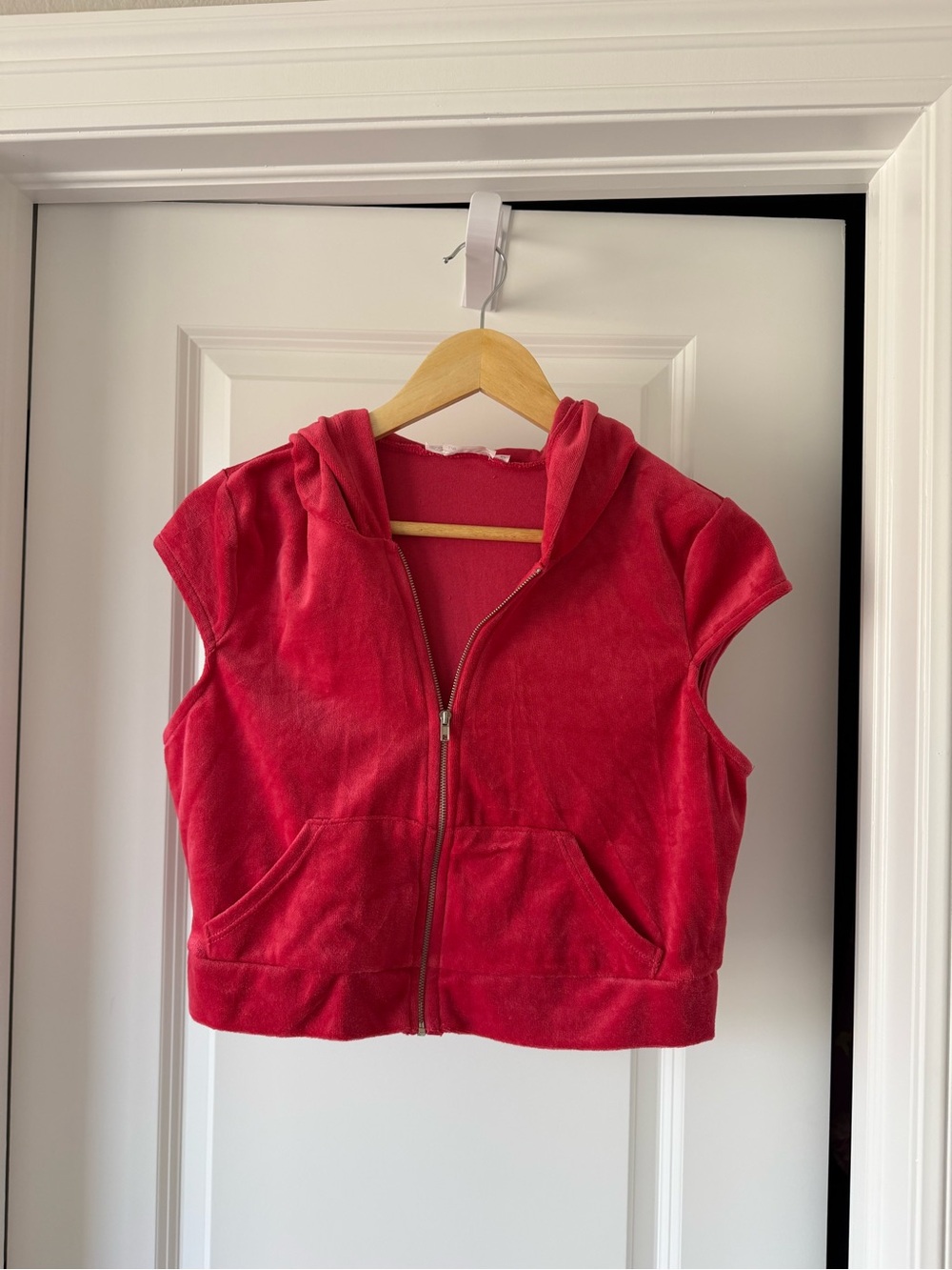 Urban Outfitters Urban Renewal Hot Pink Zip-Up Hooded Vest